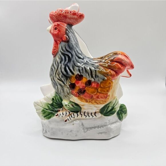 NAPKIN HOLDER MAIL HOLDER DESK ORGANIZER ROOSTER CHICKEN CHICK FARM - Picture 1 of 6